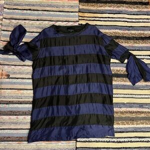 Cynthia Rowley Silk Navy and Black Striped Dress